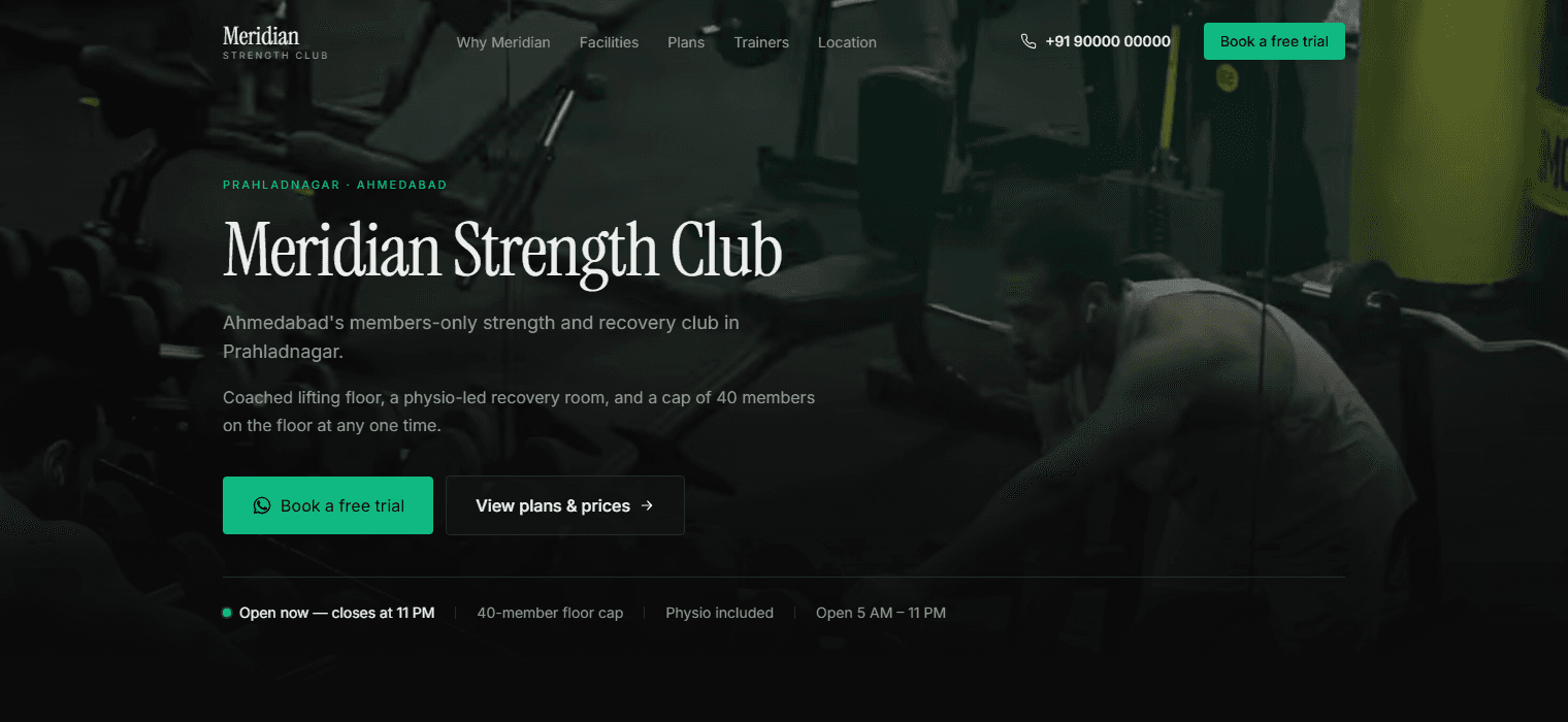 Meridian Strength Club interface